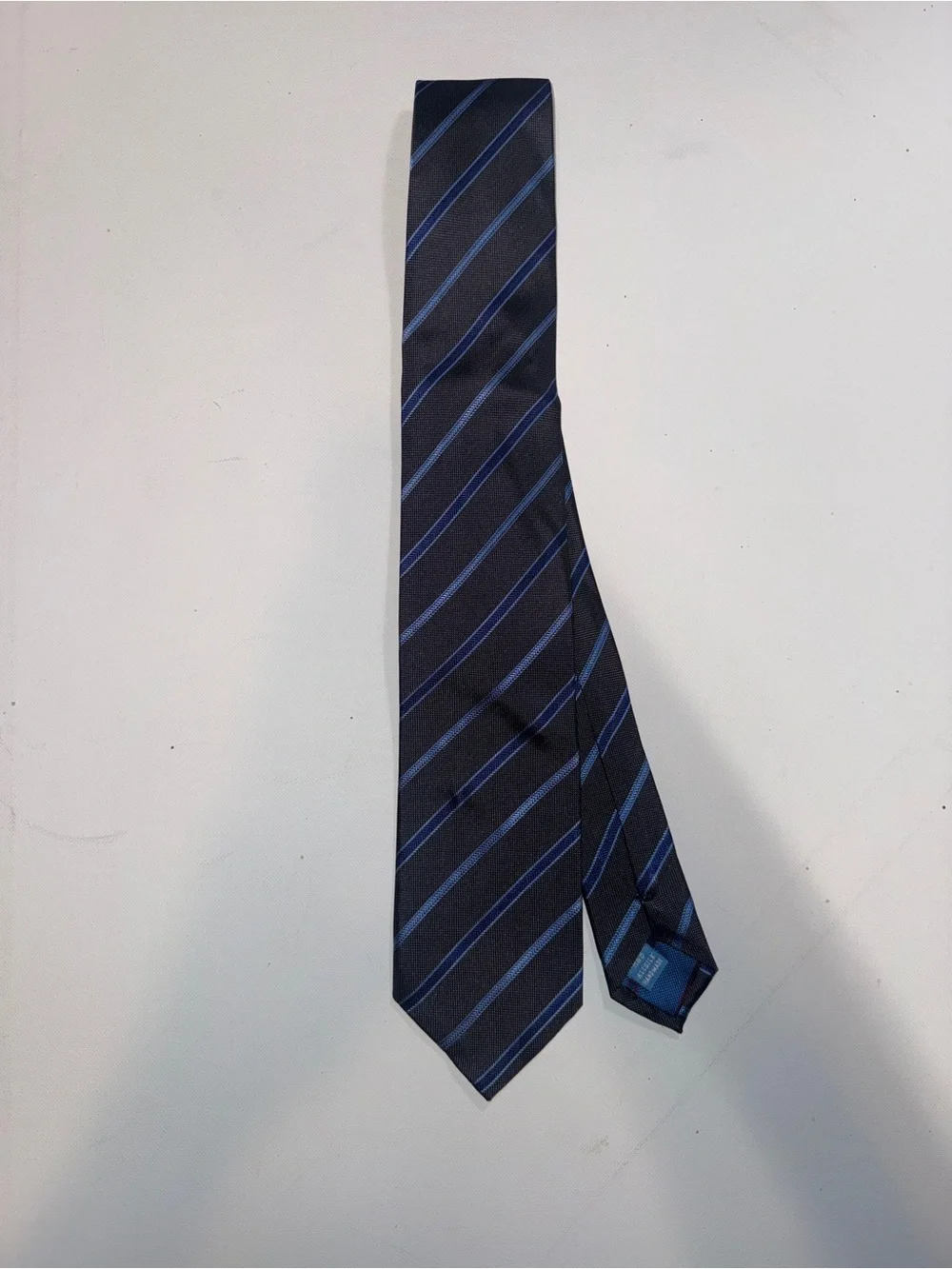 Men's Black Tie with Blue Diagonal Stripes